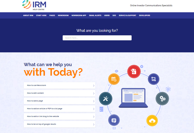 Irm Help Centre Home Page